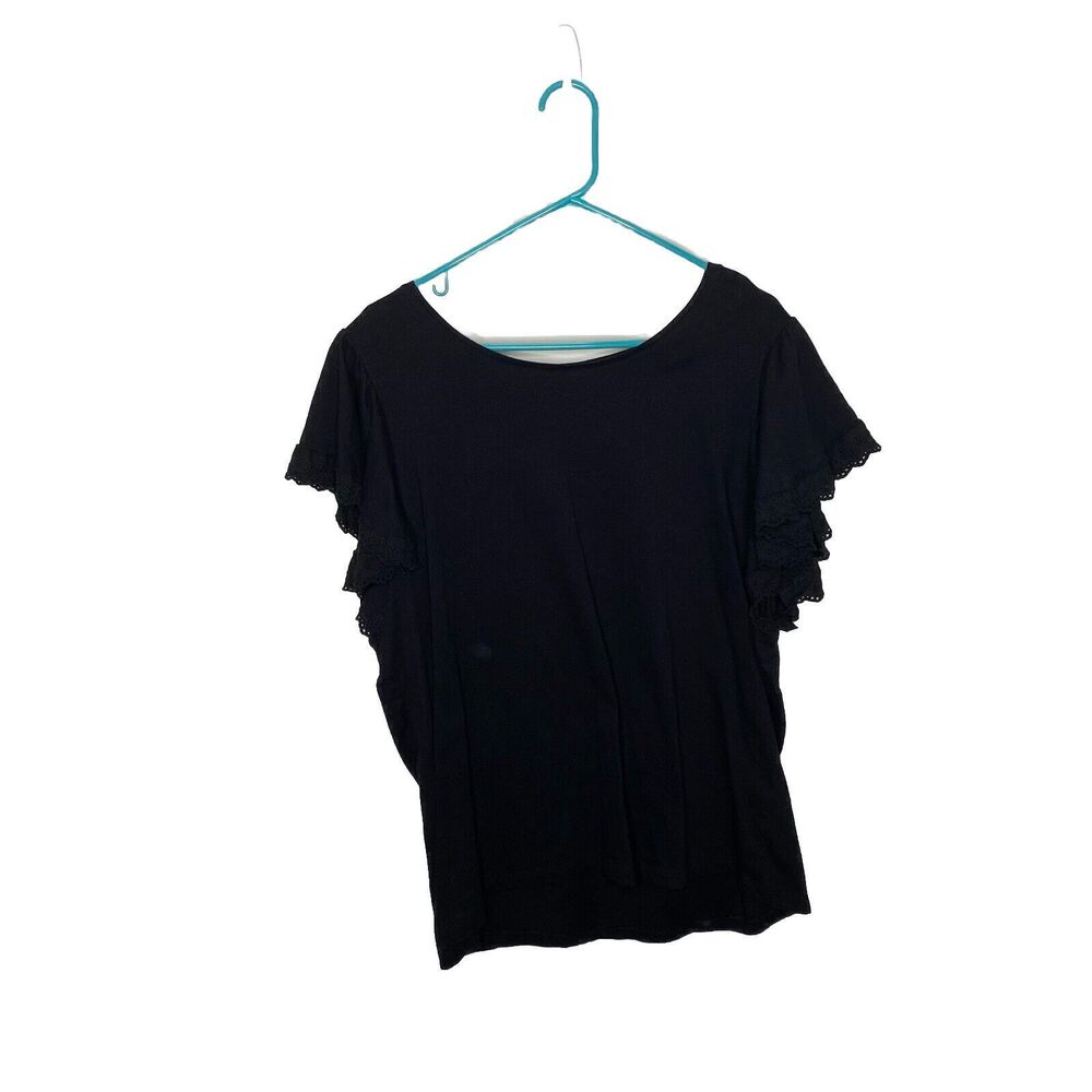 Time and  Tru Black  Ruffle Sleeve Shirt T Shirt Top Blouse Womens Size 3X (22)